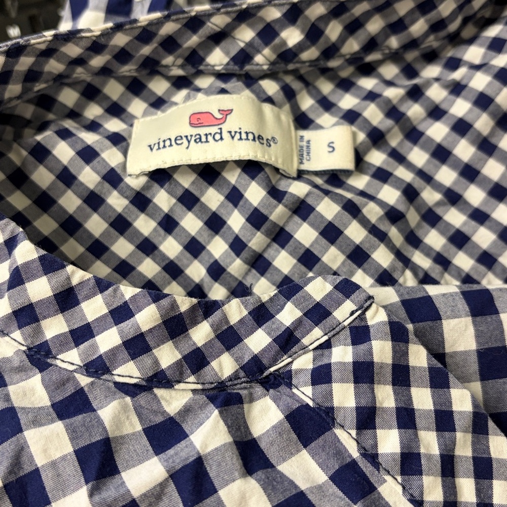 Vineyard Vines Navy Checkered Women's Shirt